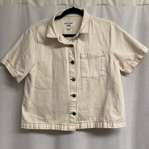 Velvet Heart Denim cream button up collar top
